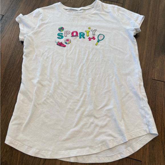 Under Armour “Sporty” Graphic Tee Girls Size Large - Picture 1 of 2